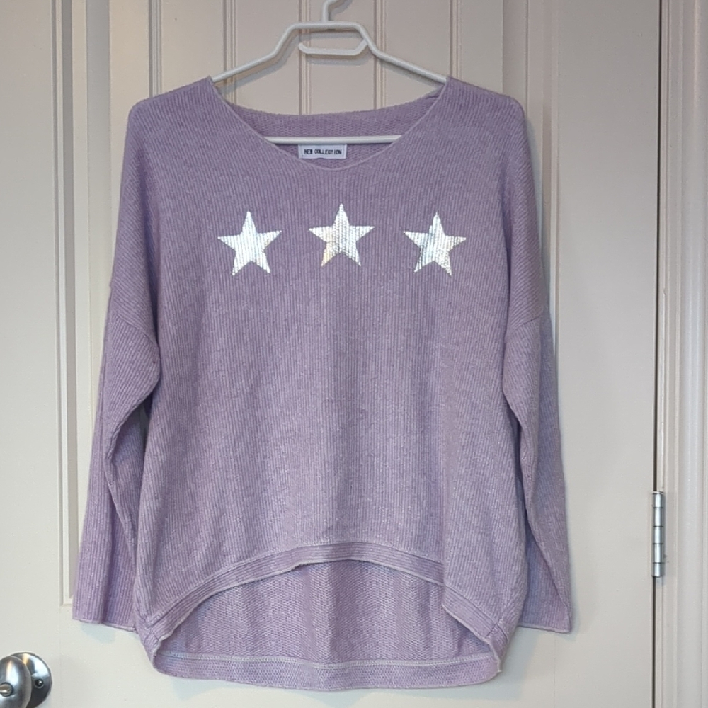 Purple Sweater with White Stars - Picture 1 of 4